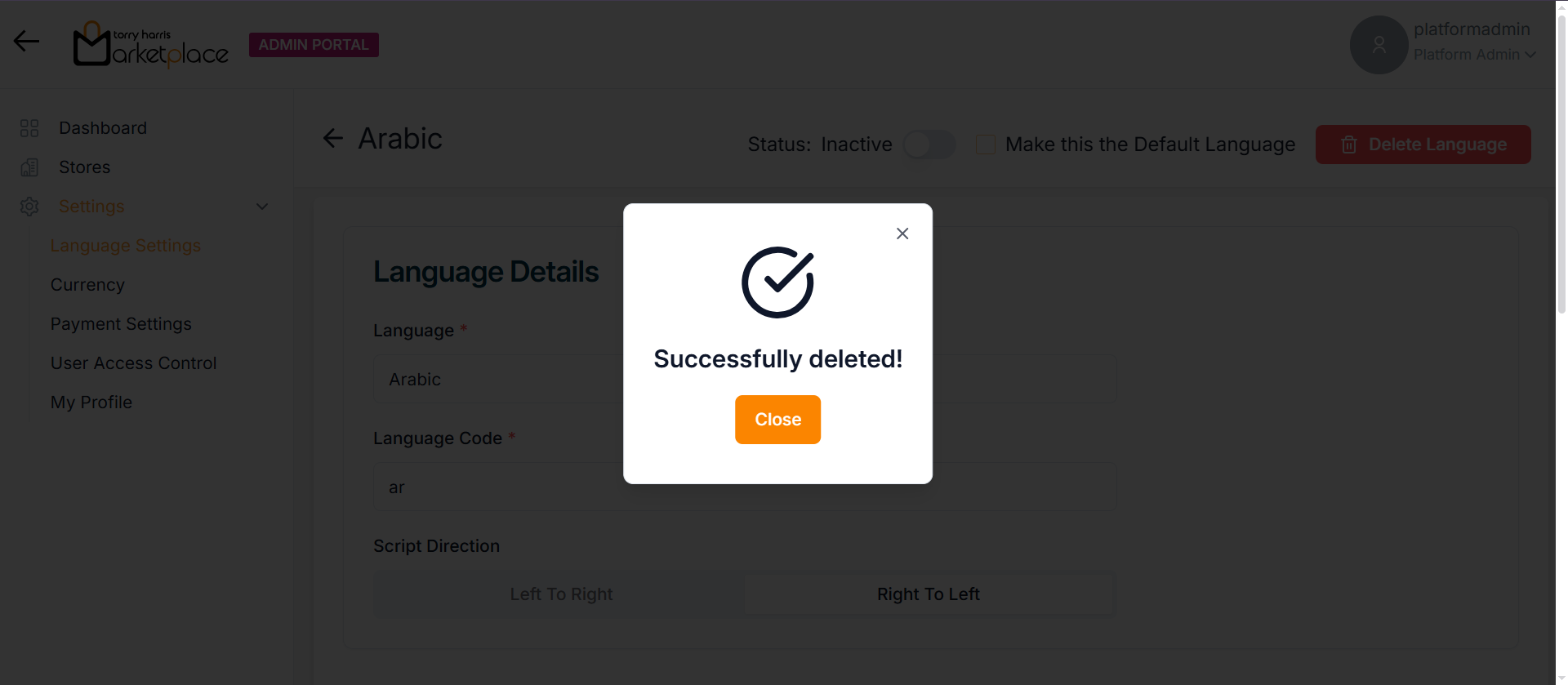 Delete Language