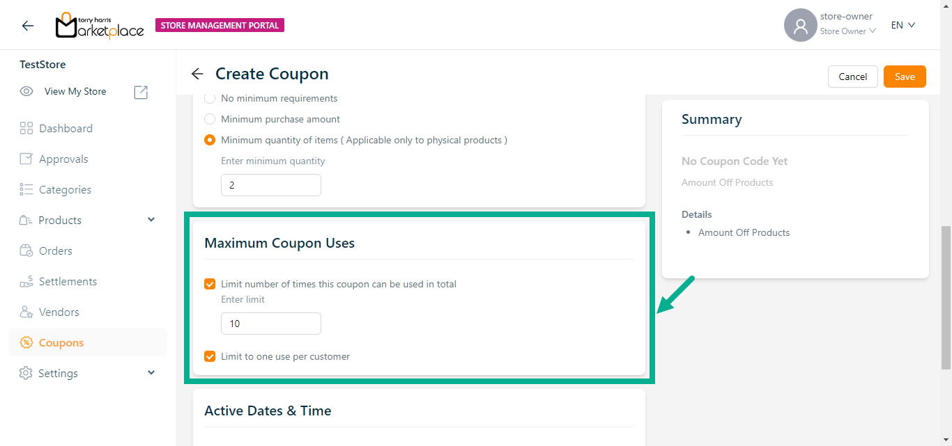 maxdiscountuses
