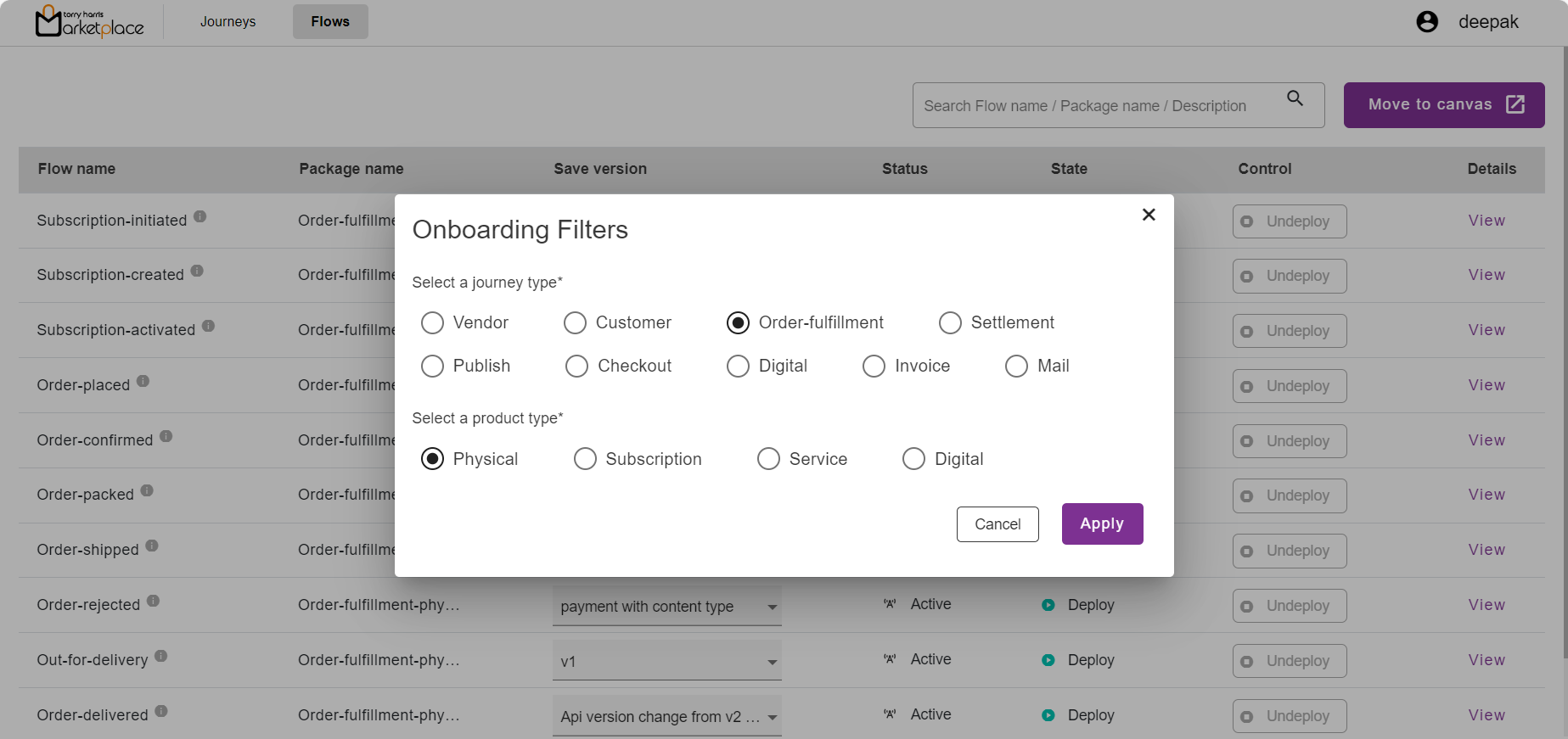 Onboarding Filter