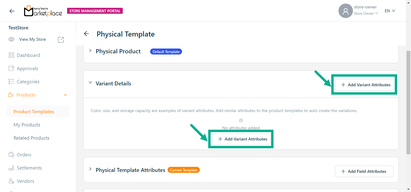 Created Product Template